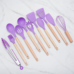 Premium Silicone Kitchen Utensils 12pcs Set - Heat Resistant, Non-Stick & Durable Cooking Tools