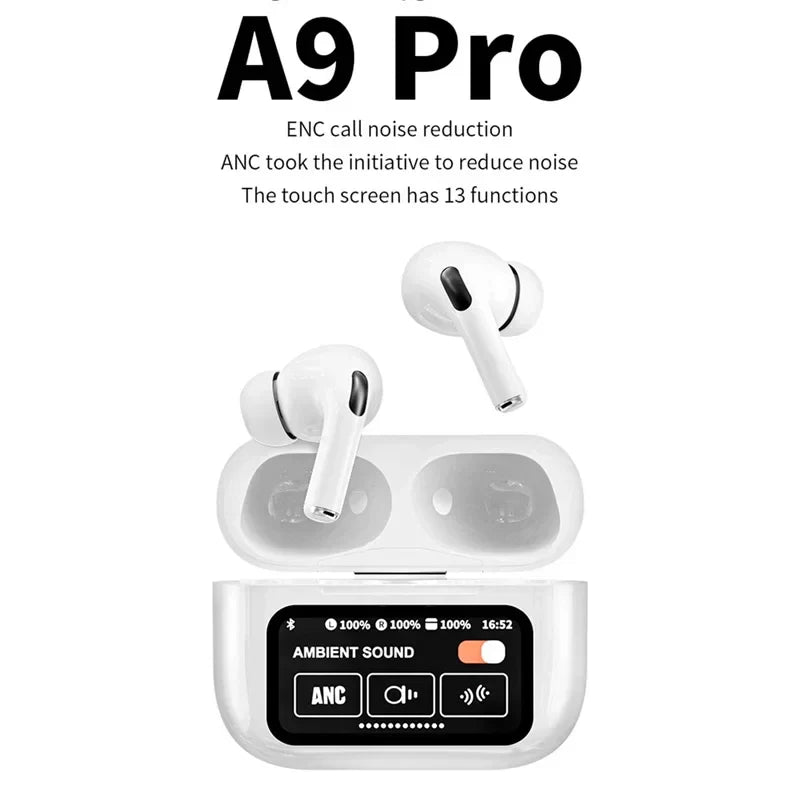 Airpods with Touch Screen A9 Pro High Quality Sound & ENC Noise Reduction